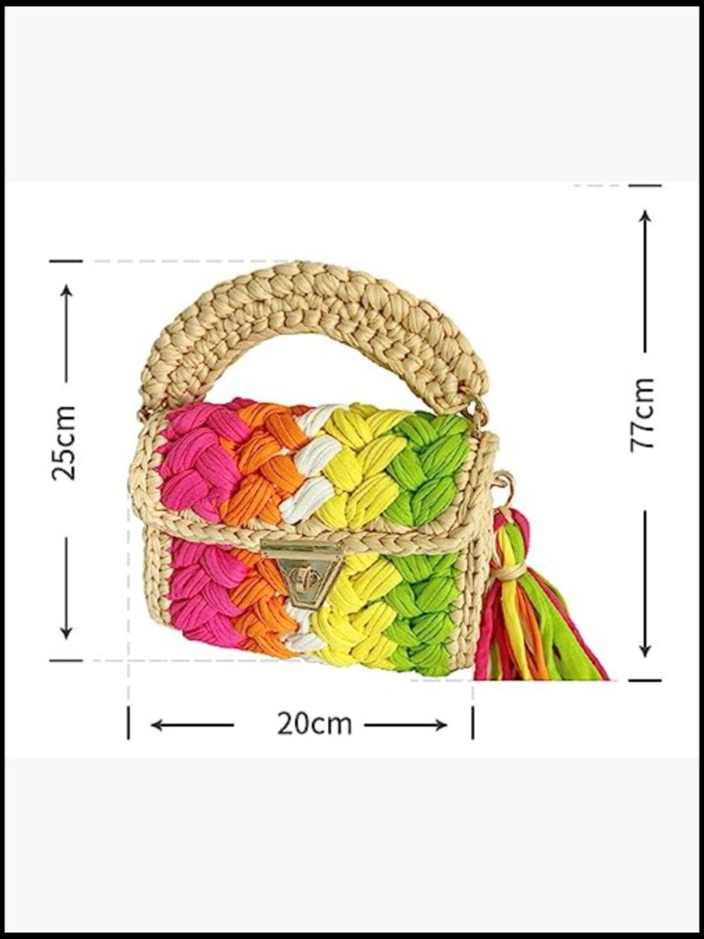 Chunky Yarn Tote Crochet Purse Crossbody Bag Handwoven Evening Flap Shoulder - Picture 5 of 7